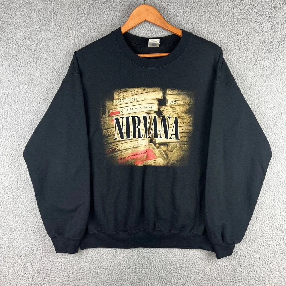 Vintage Nirvana Sweatshirt Adult Large Graphic Print Front Gildan Crew Neck